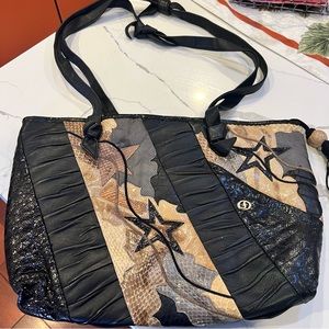 Carlo Fiori Italian Leather and Snakeskin Bag